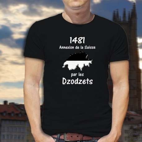 Uomo cotone T-Shirt - 1481 Annexion de la Suisse par les Dzodzets