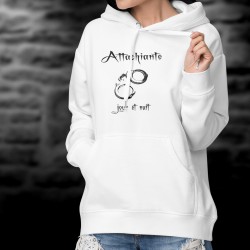 Attachiante, jour et nuit ❤ paire de menottes ❤ Pull-over blanc à capuche mode dame