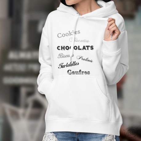 Sweat bianco a cappuccio - Gaufres et Chocolats