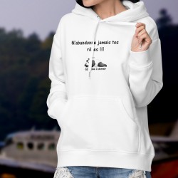 Sweat bianco a cappuccio - N'abandonne jamais tes rêves