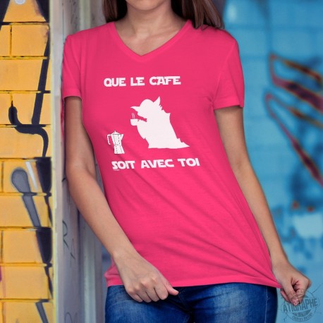 T-shirt mode coton Dame - Que le Café soit avec Toi - Yoda