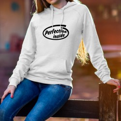 Perfection inside ★ femme parfaite à l'intérieur du sweat ★ Pull humoristique blanc à capuche pour dame 