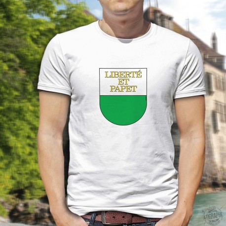 Liberté et Papet ★ T-Shirt Vaudois pour homme amateur du délicieux papet vaudois aux poreaux (poireaux) et saucisse aux choux