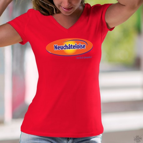 Neuchâteloise, c'est de la dynamite ! ❤ T-Shirt coton dame, pâte à tartiner au malt et chocolat