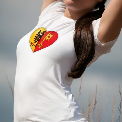 Coeur Genevois ❤ T-Shirt mode dame avec un Coeur aux couleurs du canton de Genève