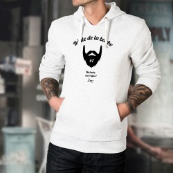 Pull humoristique blanc à capuche - Règle de la barbe N°7 - hipster