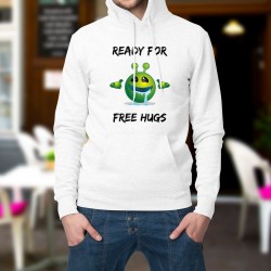 Ready for free Hugs ★ Bereit zu freien Umarmungen ★ Herren Kapuzenpulli fremdes Emoticon  (Alien Smiley)