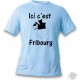 T-Shirt - Ici c'est Fribourg - pour homme ou femme, Blizzard Blue