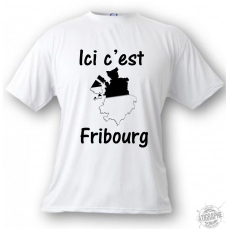 T-Shirt - Ici c'est Fribourg - für Herren oder Frauen, White