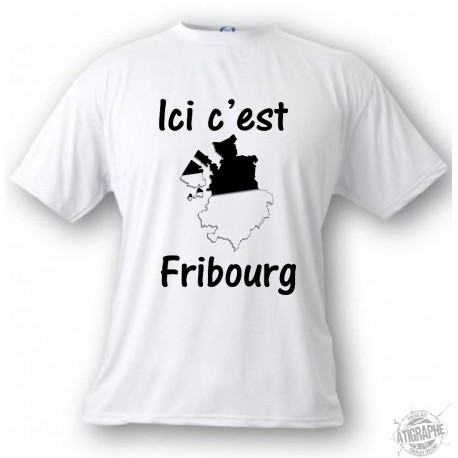 T-Shirt - Ici c'est Fribourg - pour homme ou femme, White