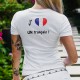 T-shirt mode dame - J'aime UN français - coeur français - Bleu-Blanc-Rouge