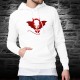 Pull humoristique blanc à capuche mode homme - Devil Man - symbole démoniaque de l'homme, de la masculinité