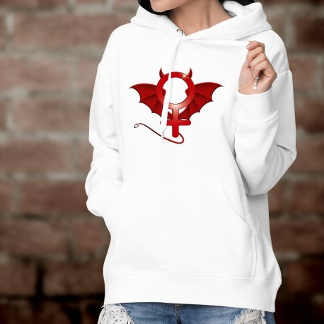 Damenmode Lustiges Kapuzenpulli - dämonische Frau - teuflischen Symbol der Weiblichkeit