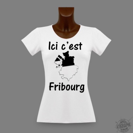 Frauen Slim T-shirt - Ici c'est Fribourg