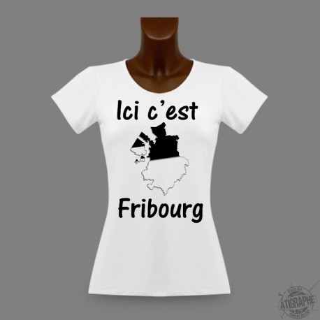 T-Shirt slim moulant pour femme - Ici c'est Fribourg