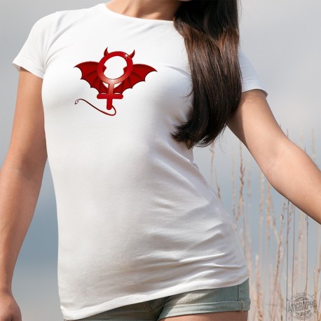 Frauen T-shirt - Teuflisch weiblich - mit dem teuflischen Symbol der Weiblichkeit