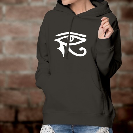 Women's Cotton Hoodie - The eye of Horus, Egyptian symbol of protection, the eye Oudjat of the falcon god Horus.