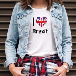 Moda Donna T-shirt - I Love Brexit - Cuore Britannico (Union Jack) - Io amo Brexit