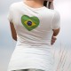 Donna T-shirt - Cuore brasiliano, con la bandiera brasiliana a forma di cuore