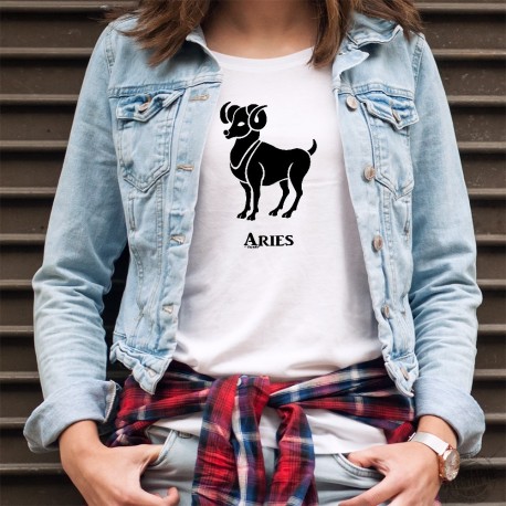 Women's T-shirt - Aries (Latin Aries) astrological sign. Fire element (energy and enthusiasm)