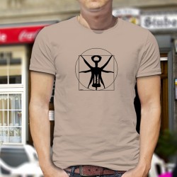 Herrenmode T-Shirt - Der Vitruvianische Korkenzieher, idealen Proportionen des Korkenziehers von Leonardo da Vincis Zeichnung