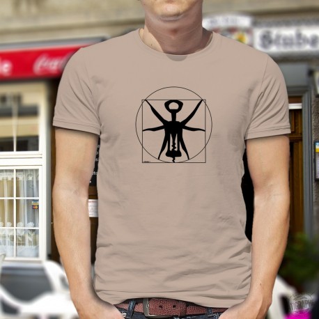 Men's Funny T-Shirt - The Vitruvian corkscrew, ideal proportions of the corkscrew from Leonardo da Vinci's drawing