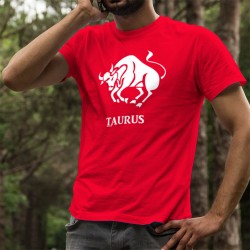 T-shirt cotone - Segno astrologico del Toro (Taurus) legato all'elemento Terra, per uomini nati tra il 21 aprile e il 20 maggio