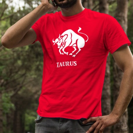 Baumwoll-T-Shirt - Sternzeichen des Stiers (lat. Taurus), Element Erde, für Männer, die zwischen dem 21. April und 20. Mai