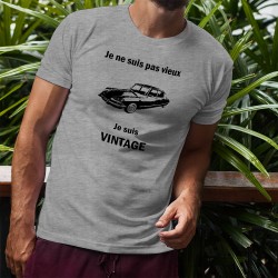 T-Shirt humoristique homme - Vintage Citroën DS et la citation "Je ne suis pas vieux, je suis vintage"