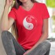 Lady fashion cotton T-shirt - Yin-Yang Chinese philosophy - the complementarity of a white and black cat head tribal tattoo