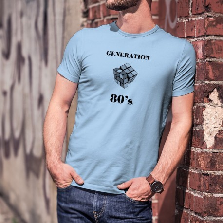 T-Shirt humoristique homme - Génération quatre-vingt - Rubik's cube (casse-tête géométrique en vogue dans les années 1980)