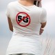 T-shirt humoristique mode dame - Panneau d'interdiction de la 5G - téléphonie mobile