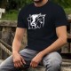 Men's Cotton T-Shirt - Holstein cow head, front, in white, framed and with the T-shirt in background color
