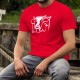 T-Shirt coton homme - Tête de vache Holstein, de face, en blanc, encadrée et avec le T-shirt en couleur de fond