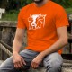 T-Shirt coton homme - Tête de vache Holstein, de face, en blanc, encadrée et avec le T-shirt en couleur de fond