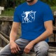 T-Shirt coton homme - Tête de vache Holstein, de face, en blanc, encadrée et avec le T-shirt en couleur de fond