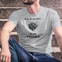 T-Shirt humoristique - Vintage Rubik's cube (casse-tête géométrique) et citation "Je ne suis pas vieux, je suis vintage"