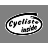 Sticker Autocollant humoristique - Cycliste inside (Cycliste à l'intérieur) - pour voiture