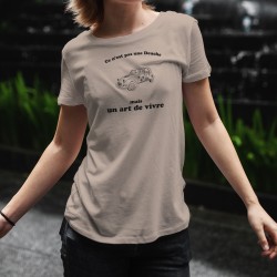 T-Shirt humoristique coupe standard dame - Ce n'est pas une Deuche mais un art de vivre, 2 Chevaux, fleurs hippies Flower Power