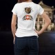 Lady fashion t-shirt with the head of a snarling bear tearing the T-shirt and holding the coat of arms of Switzerland between it