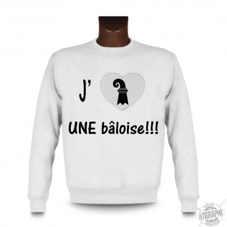 Sweatshirt - J'aime une bâloise, White