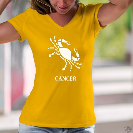 T-shirt in cotone moda donna - Segno astrologico Cancro ♋ (simboleggiato da un granchio)