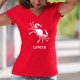 Frauen Mode Baumwolle T-Shirt - Sternzeichen, Sternbild Krebs ♋ (durch eine Krabbe symbolisiert)