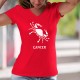 T-Shirt coton mode dame - Signe astrologique, Signe du Cancer ♋ (symbolisé par un crabe)