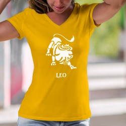 Frauen Mode Baumwolle T-Shirt - Sternzeichen, Sternbild Löwe ♌