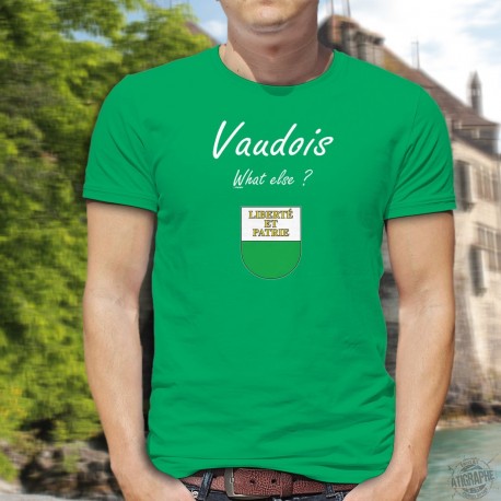 Vaudois, What else ? ★ T-Shirt coton mode homme, écusson du canton de Vaud