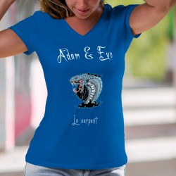 Le Serpent ★ Adam & Eve® ★ T-Shirt coton dame, avec un serpent style héroic fantasy