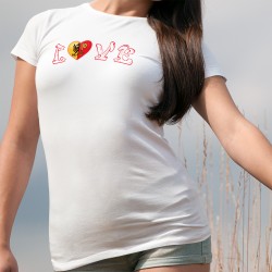 LOVE ❤ Coeur aux couleurs du canton de Genève ❤ T-shirt mode dame ❤❤❤❤❤