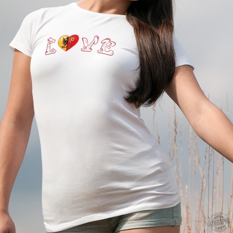 LOVE ❤ Coeur aux couleurs du canton de Genève ❤ T-shirt mode dame ❤❤❤❤❤