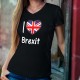 I Love Brexit ★ Union Jack ★ T-Shirt coton dame avec ★ J'aime le Brexit ★ et un coeur aux couleurs du Royaume-Uni (Union Jack)